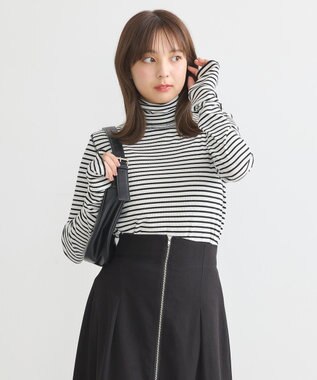 earth music&ecology リブタートルネックプルオーバー