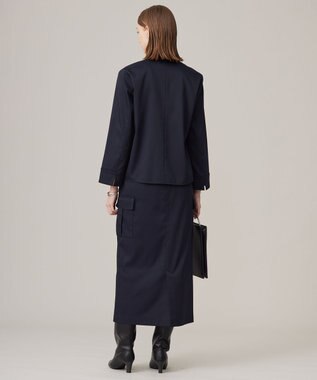 ICB 【洗える】ウォームサテン クロップドシャツ ネイビー系