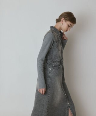 GRACE CONTINENTAL デニムロングジレワンピース ブラック