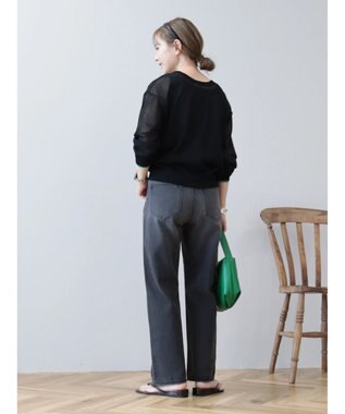 AMERICAN HOLIC バイカラーシアーニットカーディガン Black