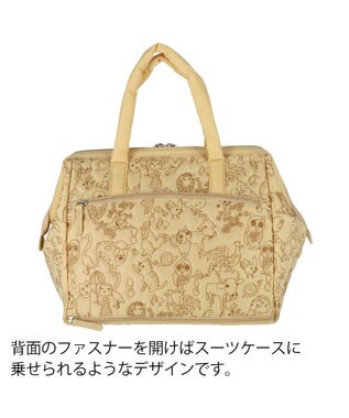 tsumori chisato CARRY 森のどうぶつ刺繍 ボストンバッグ キャリーオンバッグ 口金で大きく開く ベージュ