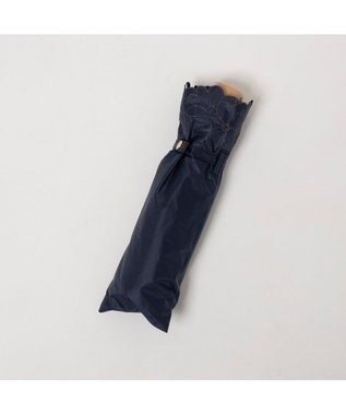 UNBILLION カシュネ cachenez / 【晴雨兼用】【日傘】UV カット率99％以上 PU軽量フラワー刺繍ミニ折りたたみ傘 ネイビー