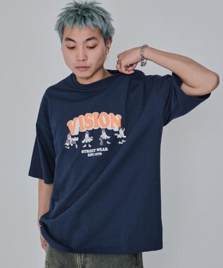 WEGO 【ユニセックス着用ITEM/MLサイズ展開】別注VISIONゴーストスケーターグラフィックT（SS） ブルー