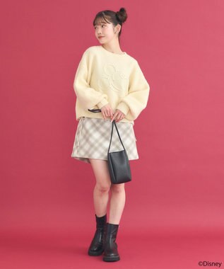 earth music&ecology Disney/ミッキーコード刺繍ニットプルオーバー アイボリー