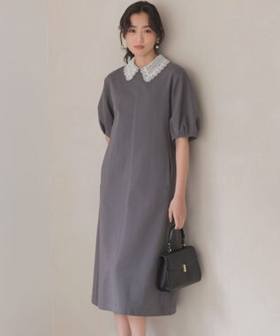 組曲 L 【2WAY】レース襟フレンチテリー ワンピース