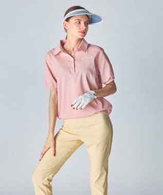 FILA GOLF／marie claire 【marie claire SPORT】 ストレッチサッカー素材ポロシャツ ピンク
