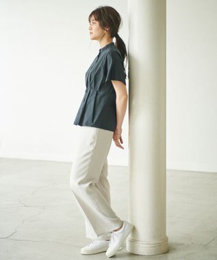 #Newans 【ANSWER for シンプルベーシック】スリットスリーブペプラムブラウス ネイビー系