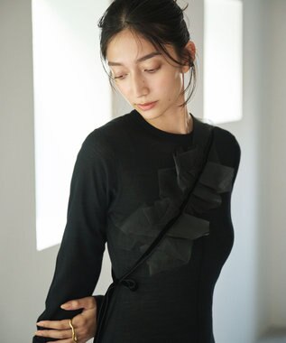 #Newans オリガミデザインベルト ブラック(オーガンジー)