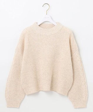 ANY SIS 【洗える】袖ケーブルショート ニット アイボリー