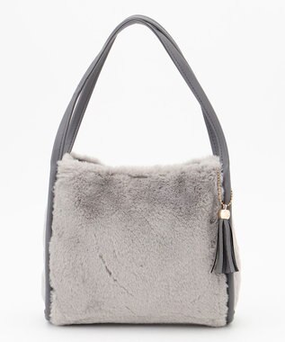 ANY SIS パイピングフェイクファートート バッグ ライトグレー