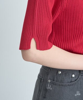 earth music&ecology 半袖ポロニットプルオーバー Red