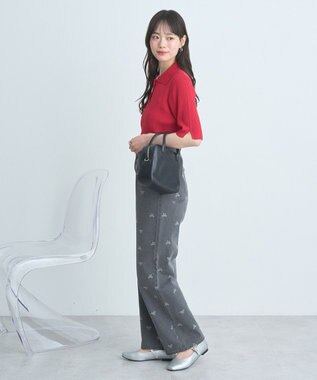 earth music&ecology 半袖ポロニットプルオーバー Red