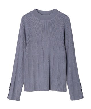 earth music&ecology 袖パールハイネックリブプルオーバー Blue