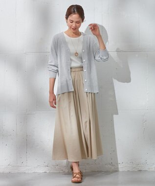 ANY 【洗濯機可能・UVケア】Ｖネック カーディガン トップグレー