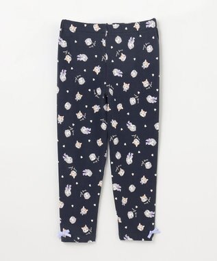 ANY KIDS 総柄プリントレギンス ネイビー×ネコ