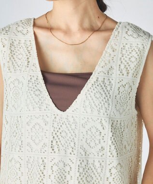 OP／FILA 【Ocean Pacific】レースノースリーブトップス ホワイト