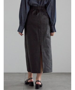 Te chichi クラックレザーライクナロースカート ブラック