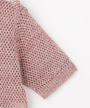 自由区 【洗える】カラーミックスメッシュリネン ニット レッド系