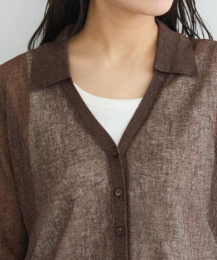 CRAFT STANDARD BOUTIQUE シアージョーゼットニットカーディガン Brown
