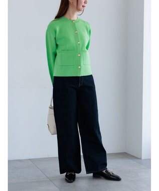 Te chichi ミラノリブポケットクルーカーディガン グリーン