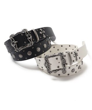 WEGO Mクロスモチーフスタッズベルト ブラック