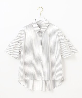 ANY SIS S 【洗える】クロップド シャツ オフベースストライプ