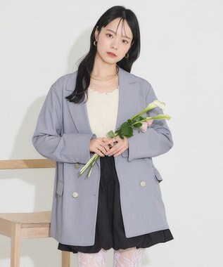 earth music&ecology ダブルテーラードジャケット 杢グレー