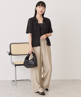 AMERICAN HOLIC 半袖襟付きレースカーディガン Black
