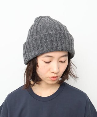 WHITE MAILS 【UNISEX】WOOL PAPER DOUBLE KNIT リブビーニー グレー