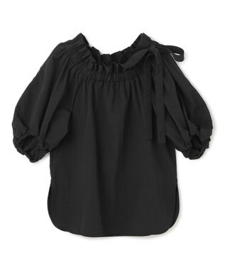 uncrave ライトプルーフナイロン オフショルブラウス ブラック