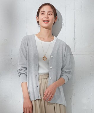 ANY 【洗濯機可能・UVケア】Ｖネック カーディガン トップグレー