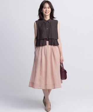 組曲 S 【WEB限定】シアーボイルタックフレア スカート ピンク系