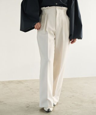 #Newans ハイウエスト2タックパンツ ホワイト
