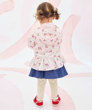 MIKI HOUSE HOT BISCUITS 【80-120cm】キャビット×さくらんぼ 総柄ウインドブレーカー ピンク