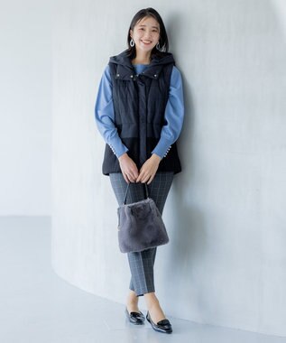 組曲 【中綿・軽羽織】フード付きパディングベスト ブラック系