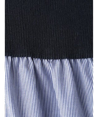 Green Parks リブドッキングカットソーボリュームチュニック Stripe