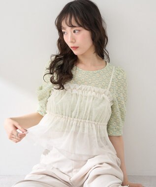 earth music&ecology ＳＥＴ２点フラワープルオーバー＋チュールビスチェ Mint