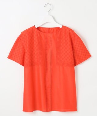 自由区 エンブロイダリーローン Tブラウス マンダリン