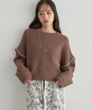 earth music&ecology 【洗濯機洗い可 / 選べる丈】アンチピリングC/A選べる丈配色ニット