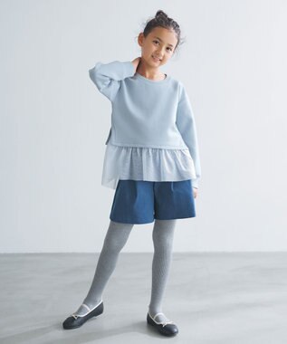 UNFILO 【110-150cm】BEAUTY FORM JERSEY ペプラムスウェット サックス