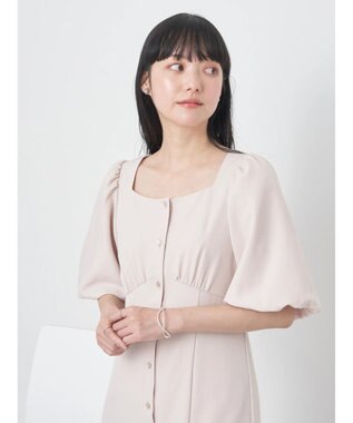 earth music&ecology フロントボタン裾フレアワンピース Beige