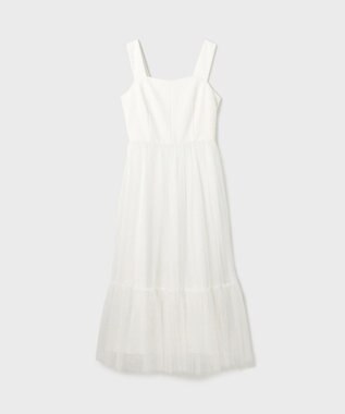 GRACE CONTINENTAL チュールコンビティアードワンピース ホワイト