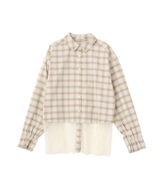 earth music&ecology 適ON レースヘムシャツ Off White