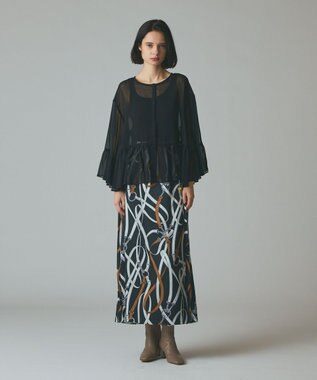 GRACE CONTINENTAL シフォンフリルポンチョ ブラック