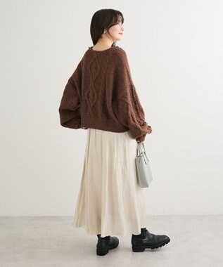 Green Parks ■ＥＳＣＡＲ　フリンジケーブルポップコーンニット Brown