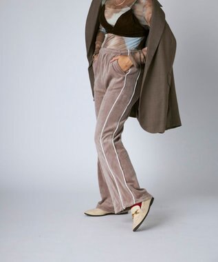 OP／FILA 【Kappa】ボックスシルエット ベロアトラックパンツ グレー