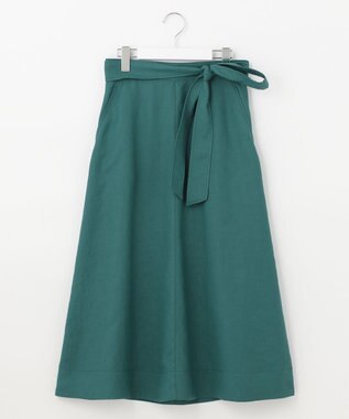 自由区 【接触冷感/セットアップ着用可】トリアセテートツイル フレアスカート ピーコックグリーン系