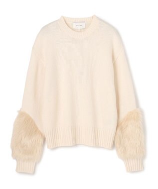 BEIGE， 【洗える・VERY NaVY12月号掲載】CHESTER / フェイクファークルーネックニット Bone