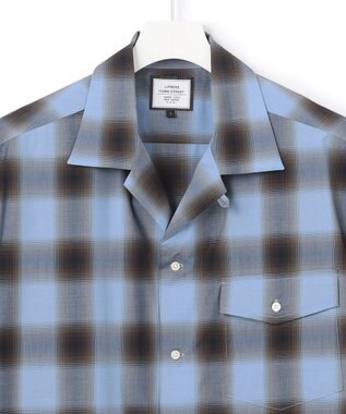 J.PRESS YORK STREET 【UNISEX】オンブレーチェック オープンカラーシャツ サックスブルー系3
