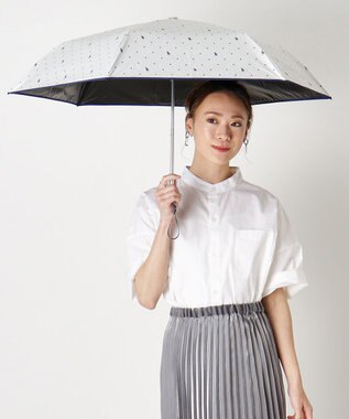 MOONBAT POLO RALPH LAUREN（ポロ ラルフローレン）晴雨兼用日傘 ドット 遮光率100% 遮熱 遮熱 UV オフホワイト